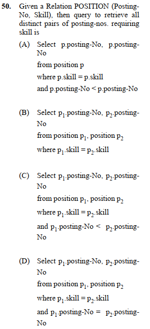 QUESTION 50 UGC NET COMPUTER SCIENCE DECEMBER 2012